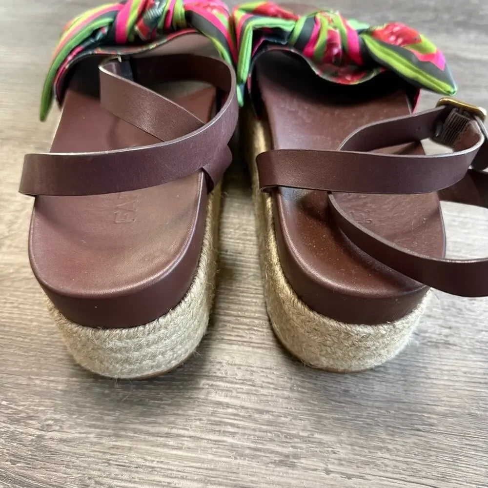 NEW Farm Rio Scarf Raffia Platform Sandals